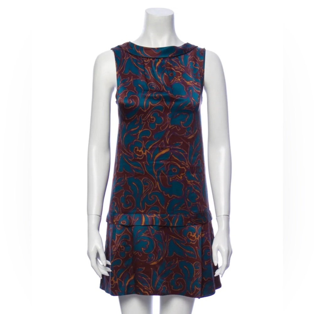 Marc by Marc Jacobs Blue and Brown Patterned Dress
